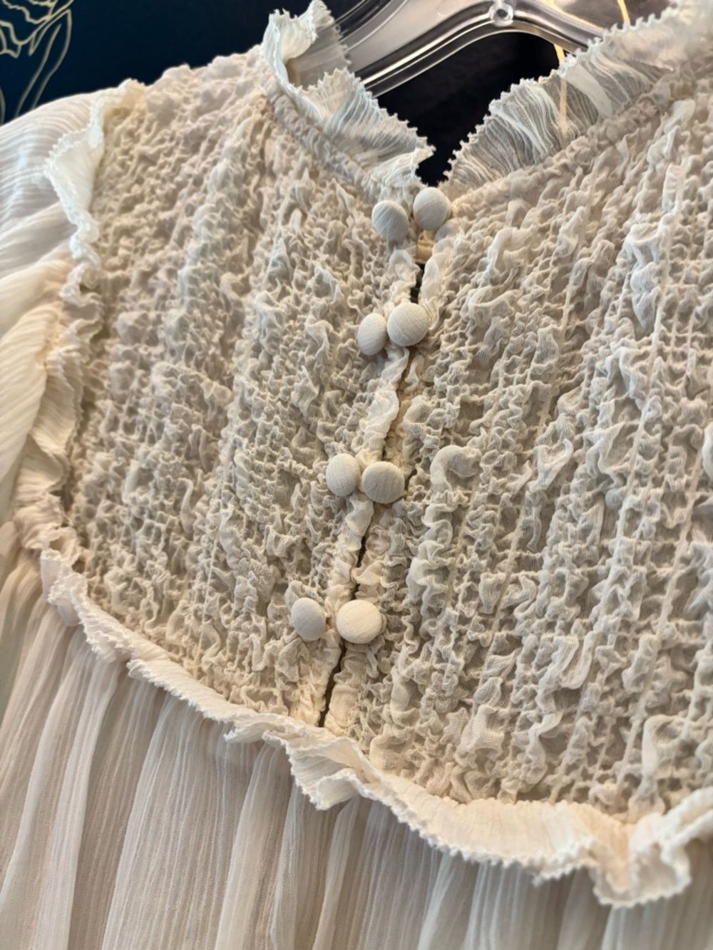ULLA JOHNSON ivory SILK sleeveless RUFFLE flutter sleeve TOP size 0 XS - Picture 4 of 7